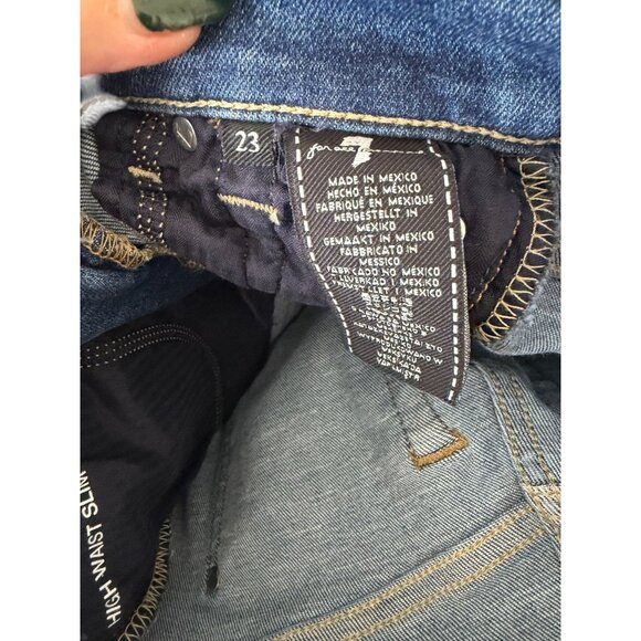 7 FOR ALL MANKIND High Waist Slim Kick Blue Jeans Size 23 - Picture 4 of 11